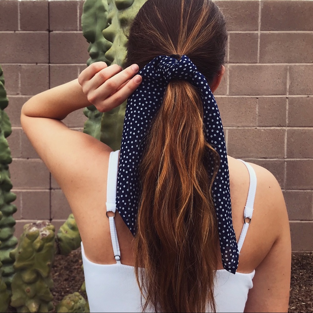 Navy & White Polka Dot Hair Scarf
